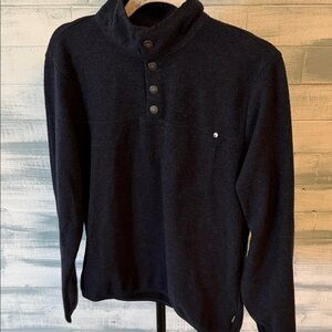 Vuori Fleece Snap Henley Pullover Women’s Medium Black Cozy Sweatshirt